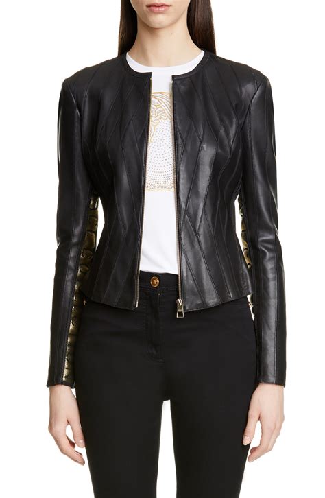 versace leather jacket women